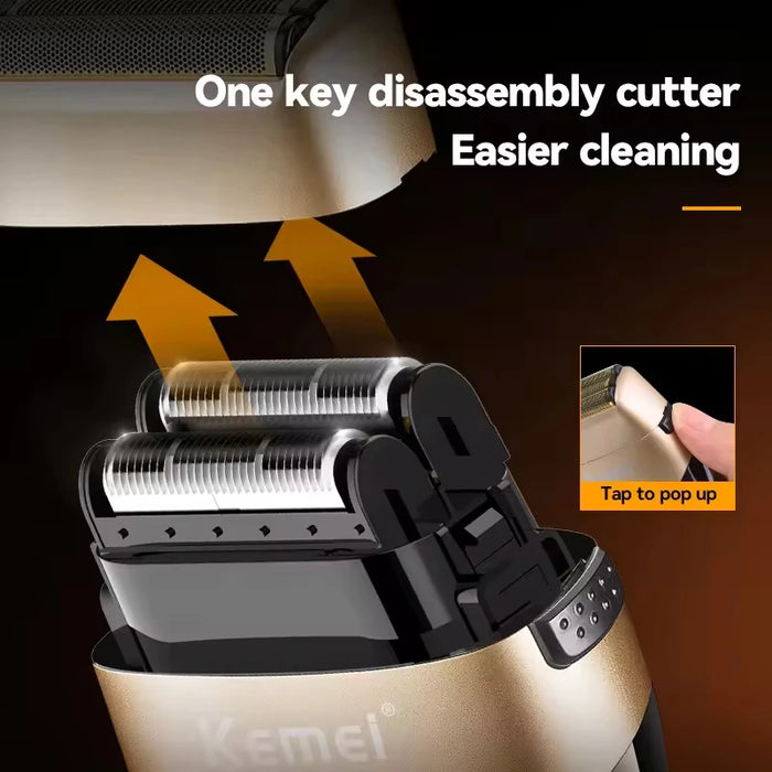 Kemei  Professional Cordless Rotary Electric Shavers LCD Digital Display USB Rechargeable Electric Razor KM-3209