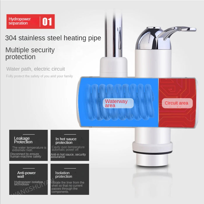 Electric Kitchen Water Heater Tap Instant Hot Water Faucet Heater Cold Heating Faucet Tankless Instantaneous Water Heater