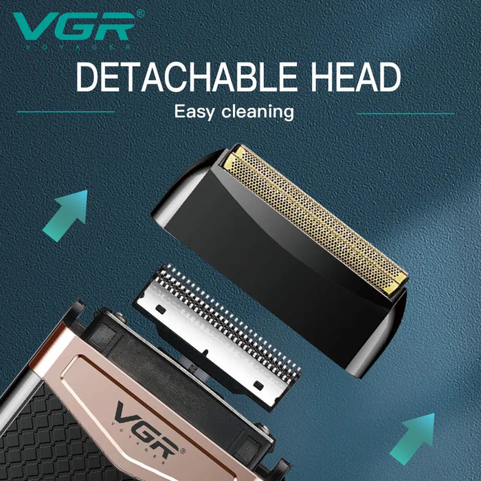 Original VGR Wet Dry Electric Shaver For Men Beard & Hair Rechargeable Electric Razor Balds Head Shaving Machine With Extra Mesh