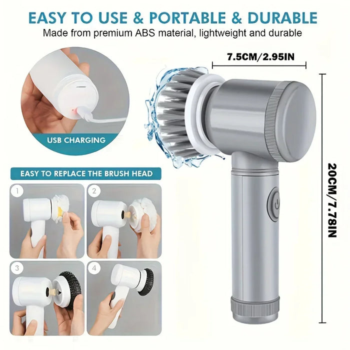 Electric Spin Scrubbe Cordless Spin Scrubber with 6 Replaceable Brush Heads and Adjustable Extension Handle, Power Brush