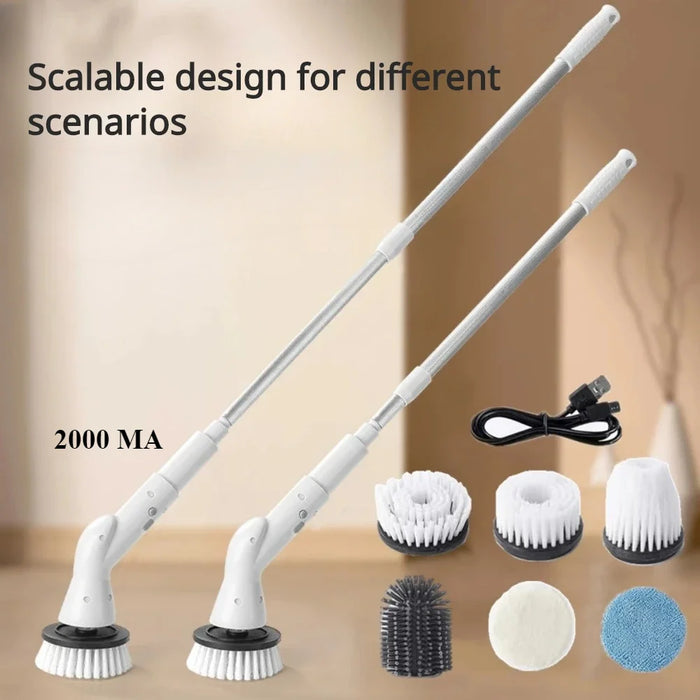 6 in 1 Electric Cleaning Brush Cordless Electric Rotary Cleaning Scrubber Shower Cleaning Brush Kitchen Bathroom Cleaning Tools