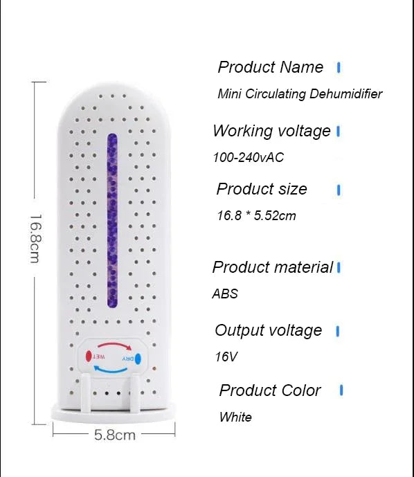 Portable Air Dryer Reusable Moisture Absorbent Dehumidifier Mold Prevention Humidity Dehumidifier for Wardrobe Bedroom