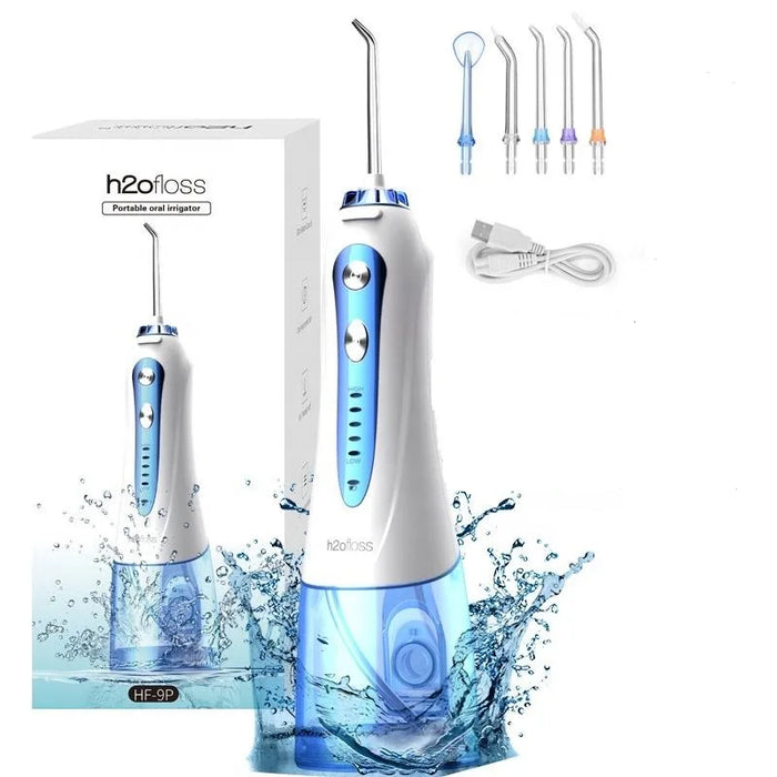 h2ofloss Oral Irrigator Dental for Teeth Portable Water Flosser Travel  Braces Rechargeable & Waterproof Dental Water Jet 300ML