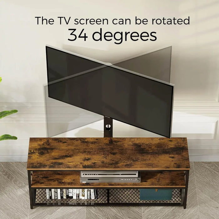 TV Stand with Mount and Power Outlet 51", Swivel TV Stand Mount for 32/45/55/60/65/70 inch TVs, Height Adjustable TV