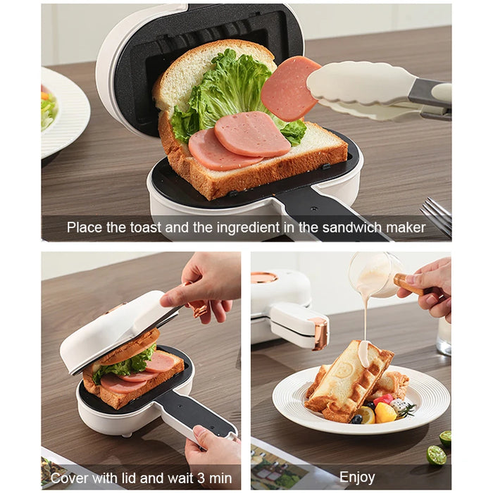 Double-Sided Seal Press Sandwich Machine Mini Taco Burrito Baking Pan Grill Breakfast Maker Bread Hot Dog Toaster Electric Oven