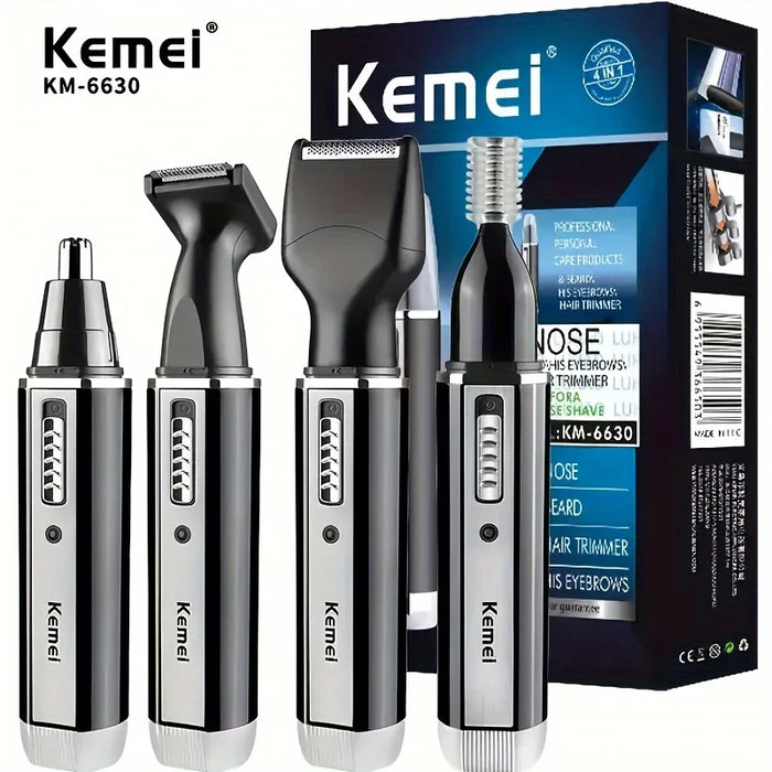 Kemei KM-6630 4 in 1 Nose Eyebrow Hair Beard Trimmer Rechargeable Electric Shaver Nose Ear Trimmer With Temple Cut for Men