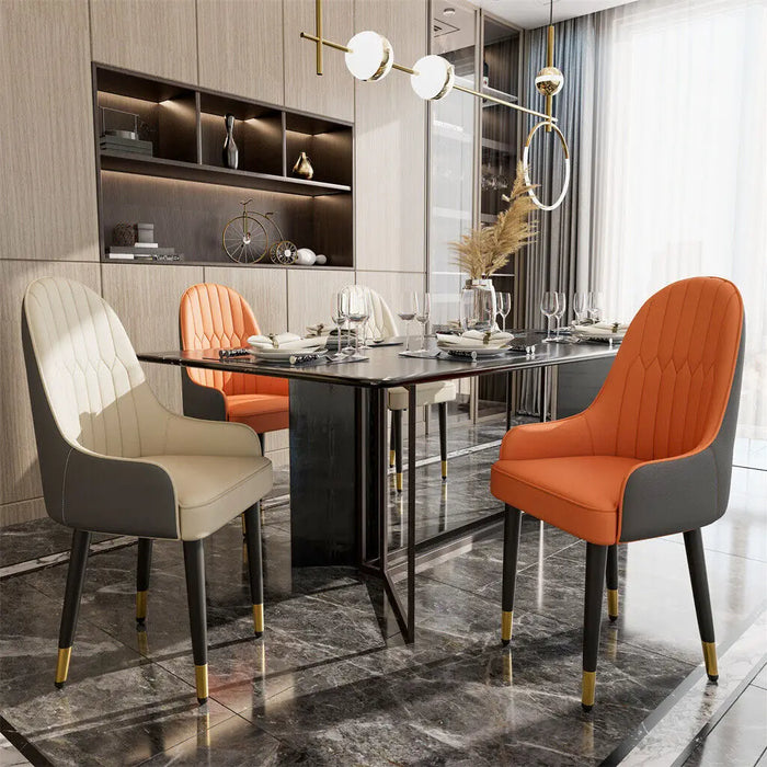 LUVODI PU Leather Dining Chairs with Arms Modern Kitchen Dining Room Chairs with Metal Legs for Hotels,Restaurants,Apartments