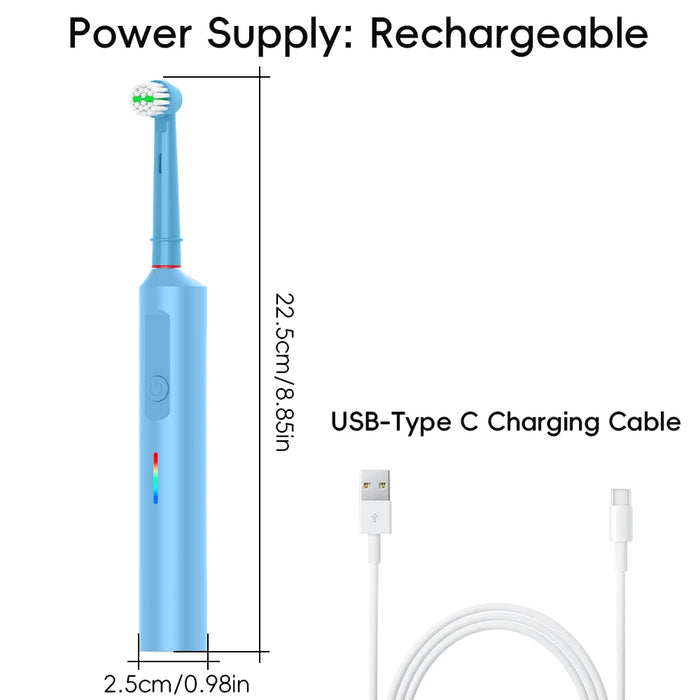 Intelligent Rotary Electric Toothbrush, Rechargeable Rotating Toothbrushes Compatible with Oral B Replacement Toothbrush Heads