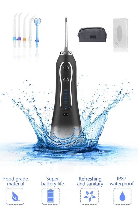 KinseiBeauty Water Flosser Dental Oral Irrigator Teeth Whitenin Portable Dental Flosser USB Rechargeable 5 Modes 300ml Tank