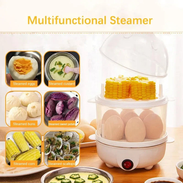 220V EU Multifunctional Electric Egg Boiler Double Layers Egg Cooker Mini Steamer Poacher Kitchen Cooking Breakfast Machine