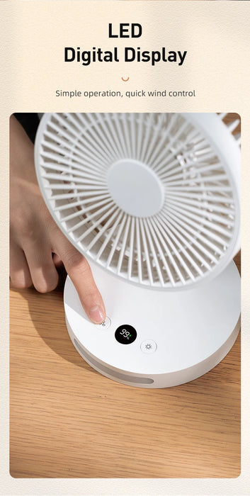 Vissko USB Desk Fan Strong Airflow & Quiet Operation Five-Speed Wind Mini Table Fan 3600mAh Angle Adjustable for Office Bedroom