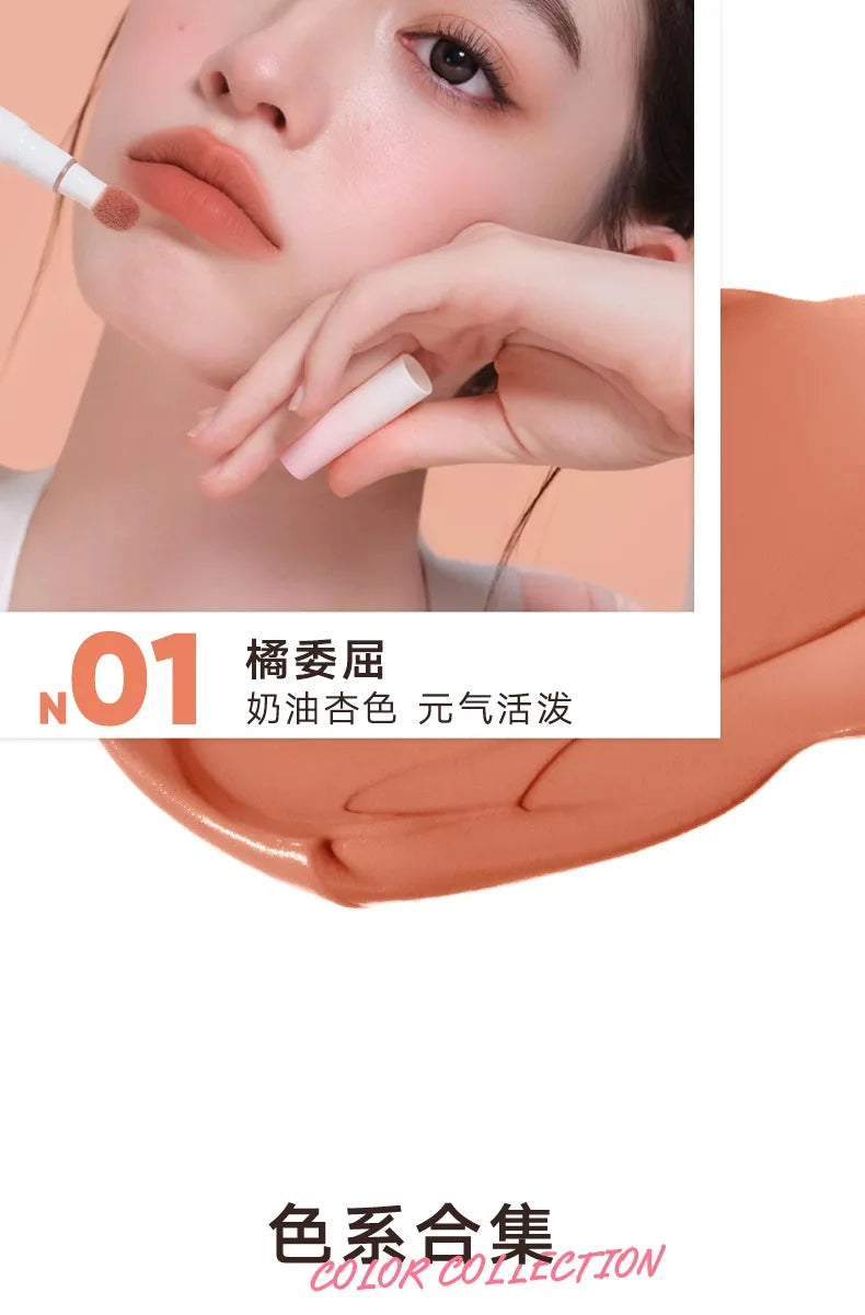 Judydoll Hydrating Non-sticky Lip Powder Cream Cushion Lipstick Matte Lip Stain White Lipsticks Light Lines Lip Clay Cosmetics