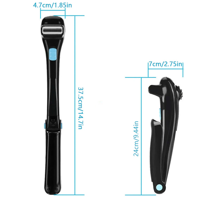 Electric Back Hair Shaver Body Hair Trimmer 14.7inch 180 Degrees Foldable Razor Pain-Free Removal Shave Detachable for Travel