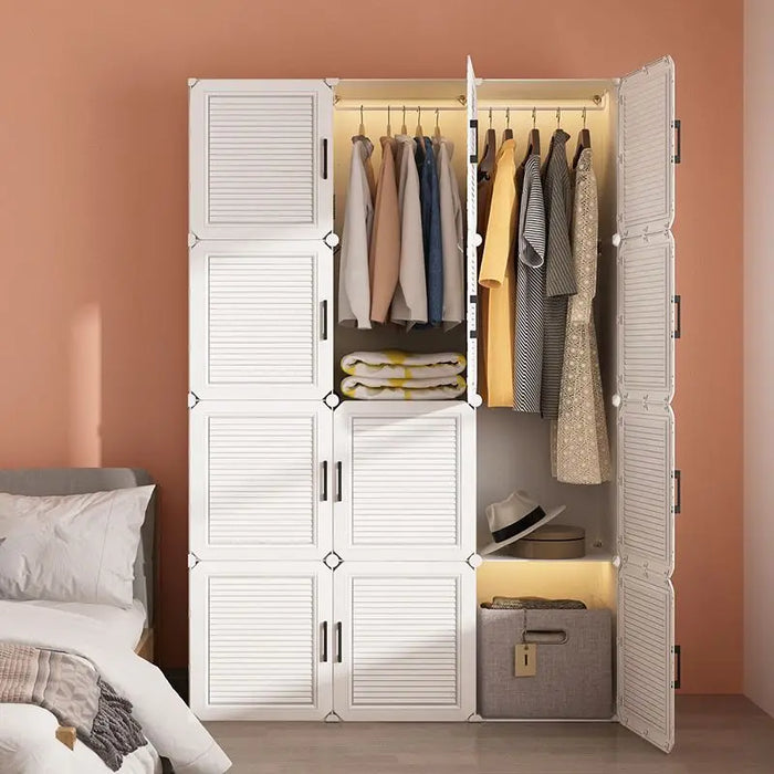 Multifunction Home Bedroom Furniture Simple Wardrobe Assembly Plastic Storage Dressing Small Clothe Cabinet Cloth Partition Rack