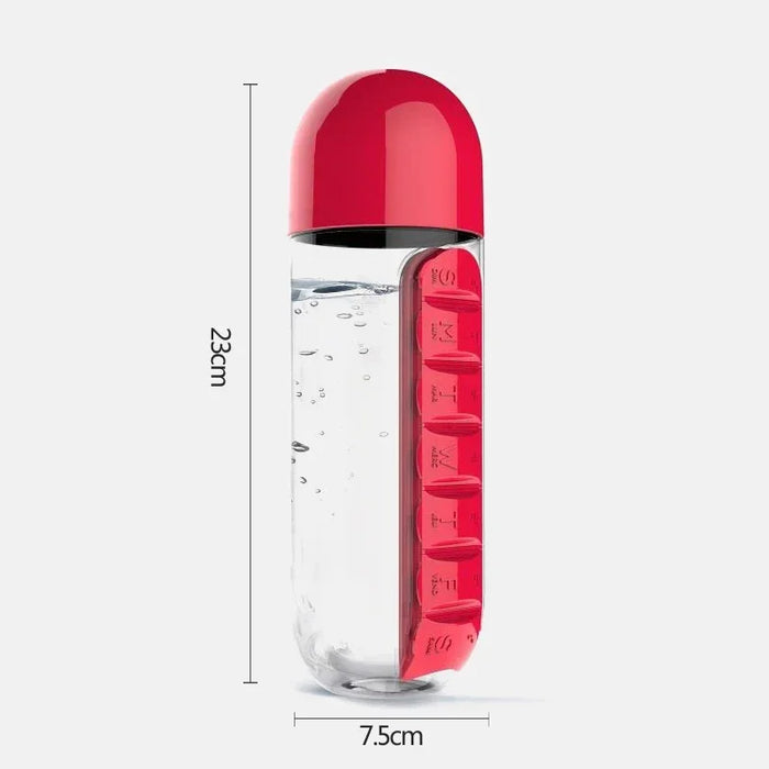 2 in 1 600ml 7 Grids Pill Boxes Organizer Drinking Bottles Medicine Box Water Cup Sports Plastic Water Bottle Combine Daily