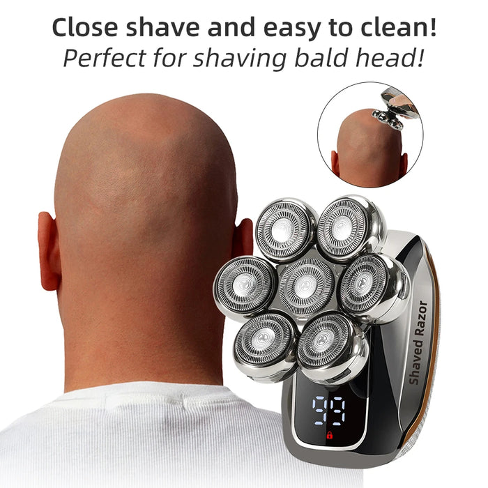 7D Electric Head Shaver for Bald Men High Quality Electric Men's Grooming Kit Cordless Waterproof LCD Head Shavers Rechargeable