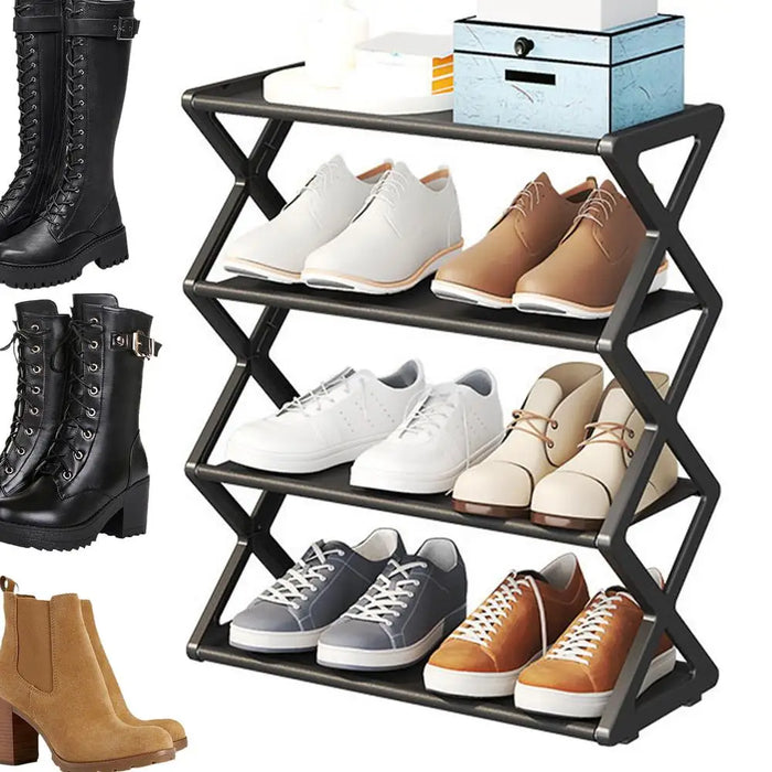 Multi Tier Shoes Storage Rack  Organizer Cabinet shelf  Space Saving Entryway Furniture Shoe Stand  Dustproof Sneakers Shelf