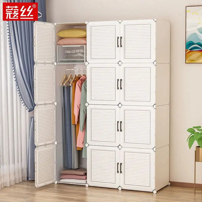 Multifunction Home Bedroom Furniture Simple Wardrobe Assembly Plastic Storage Dressing Small Clothe Cabinet Cloth Partition Rack