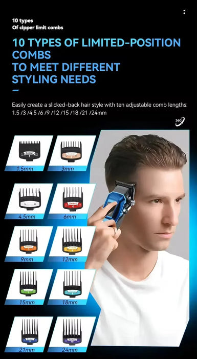 Kemei Hair Clipper Professional 9000 RPM Brushless Motor Haircut Machine Electric Trimmer Adjustable Hair Clippers Men KM-2796