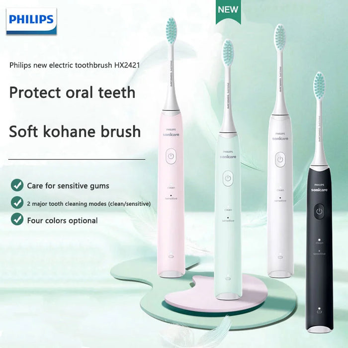 PHILIPS HX2421 Electric Toothbrush Adult Couple Lntelligent Sound Waves Recommend Students to Protect Their Gums