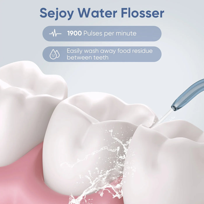 Sejoy Water Flosser Portable Dental Oral Irrigator with 3 Modes, 3 Replaceable Jet Tips , Rechargeable Waterproof Teeth Cleaner