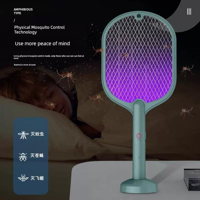 New Arrival Thunder Shock Dual-Use Electric Mosquito Swatter Mosquito Killer Two-in-One USB Rechargeable Household Electric Mosquito Swatter Mosquito Killing Lamp