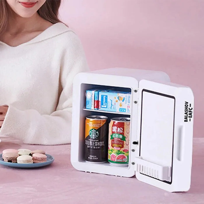 Portable Mini Makeup Fridge 220V Multifunction Refrigerator LED Light Mirror Cosmetics Refrigerator Cooler Freezer for Home Car