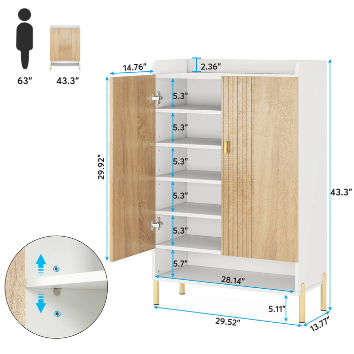 Tribesigns Shoe Cabinet Storage Entryway: 6-Tier Shoe Organizer Cabinet with Adjustable Shelves