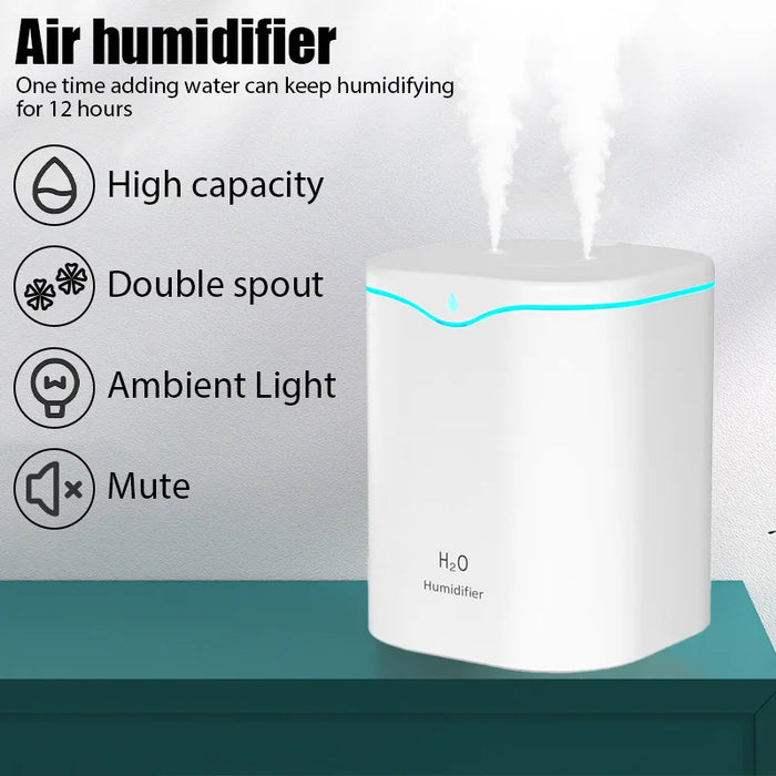 USB Portable Air Humidifier 2000ml Home Double Spray Port Essential Oil Aromatherapy Humificador Cool Mist Maker Fogger perfume