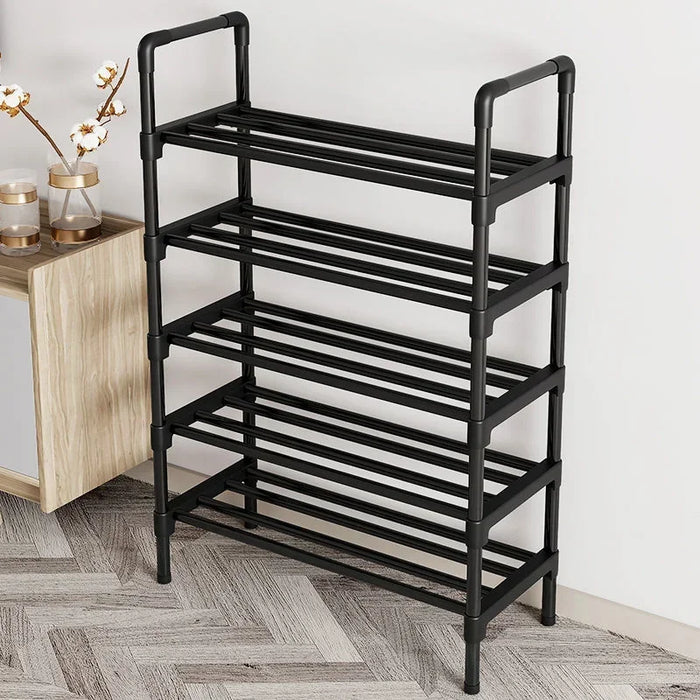 Simple Shoe Rack Metal Shoe Shelf Footwear Shoe Rack Living Room Space Saving Shoes Organizer Stand Holder Black Shoe Shelf