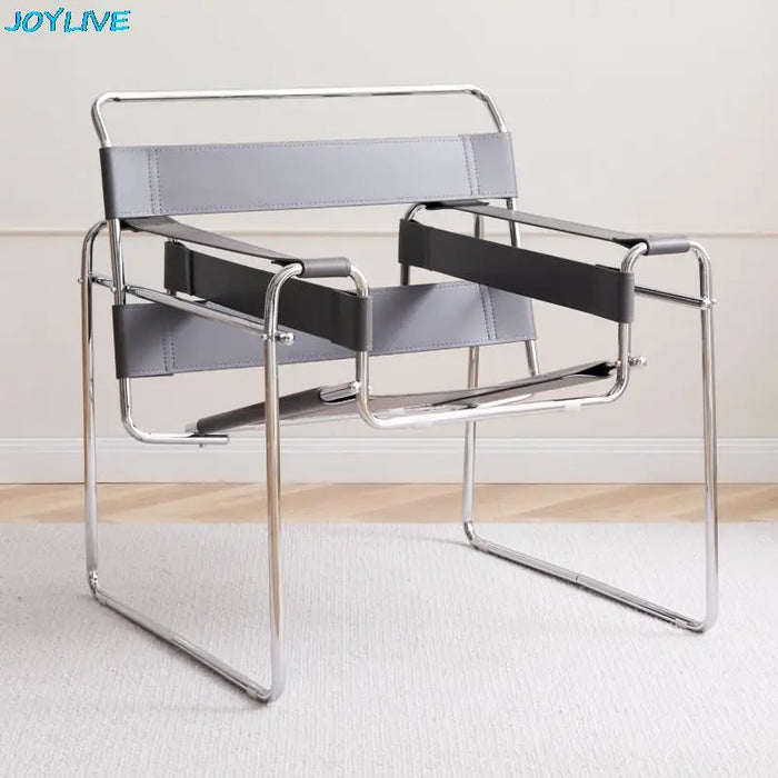 JOYLIVE Lazy Sofa Vasily Ins Nordic Saddle Leather One Table Stainless Steel Leisure Single Davenport Chair Light Luxury 2023