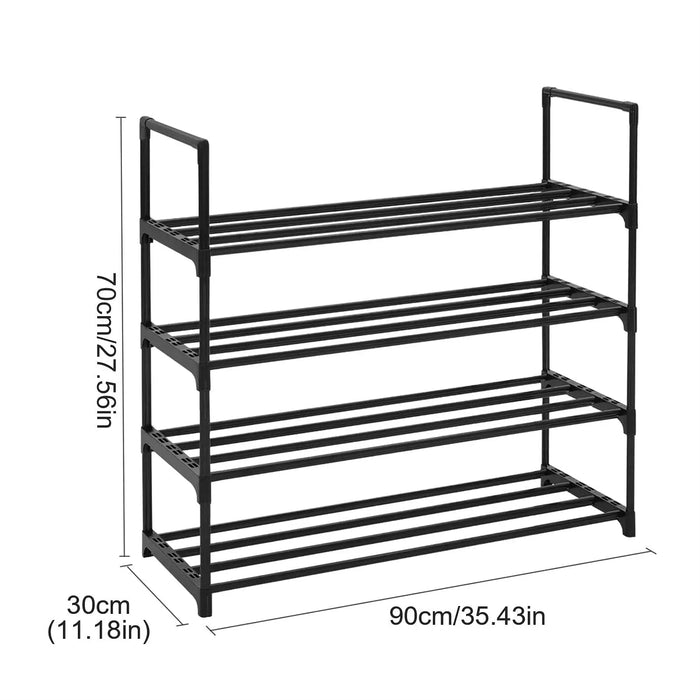 4 Tier Compact Shoe Rack Stand Space Saving Storage Organiser Shelf Quick Metal