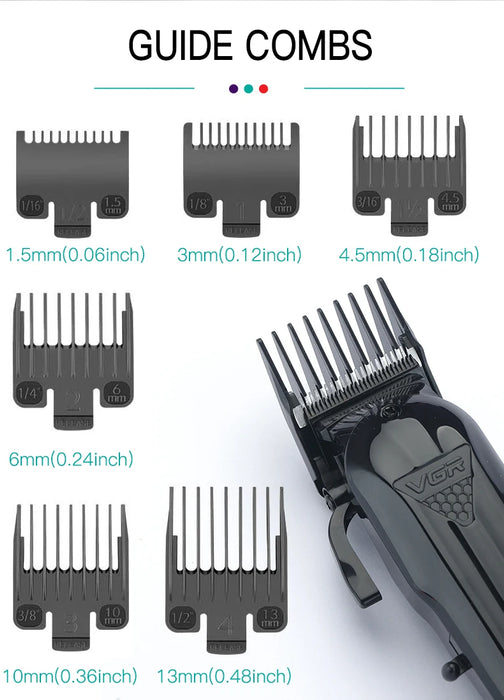 VGR Hair Clipper Professional Hair Cutting Machine Rechargeable Barber Hair Trimmer Cordless Haircut Clipper for Men V-282 V-982