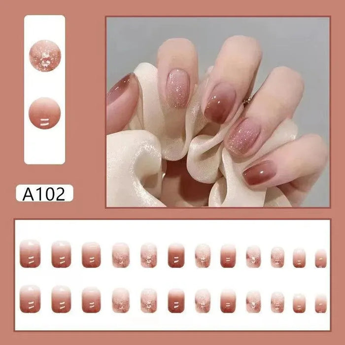 Caramel Gradient Wear Nail Piece Winter High Sense Of Pure Desire Ice Transparent Color Wear Nail Blush Removable False Nails