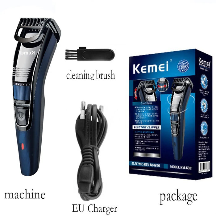 Kemei 0.5-10mm Adjustable Beard Hair Trimmer For Men Rechargeable Mustache Stubble Hair Clipper Face Hair Cutting Machine