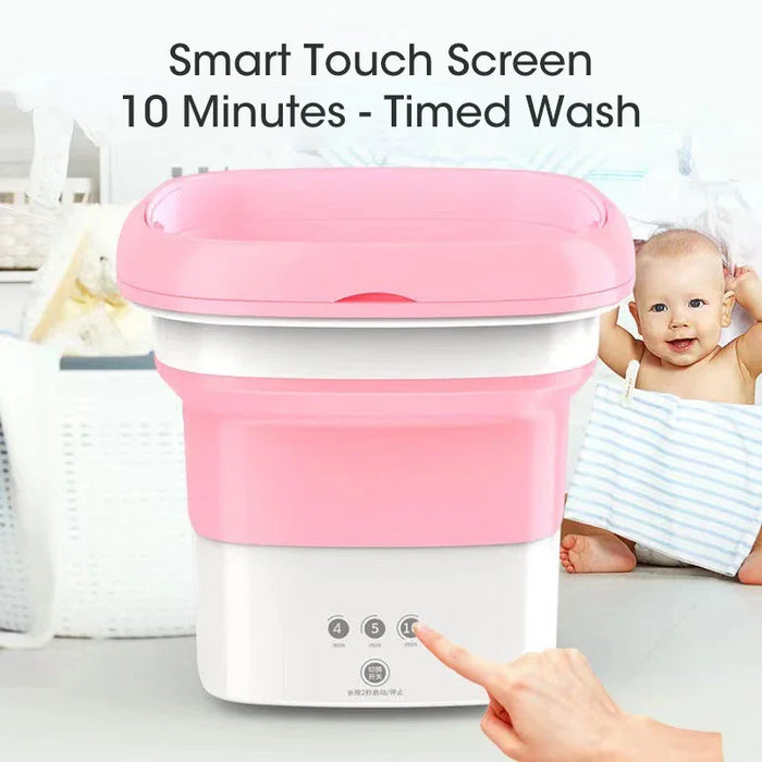 Portable Mini Folding Washing Machine Home Cleaning Bucket Wash Underwear Sock With Dehydration For Travel