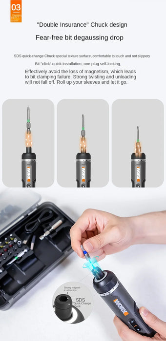 Youpin Worx 4V Electrical Screwdriver Set WX242 Smart Cordless Electric Screwdrivers USB Rechargeable Handle 30 Bit Sets Drill