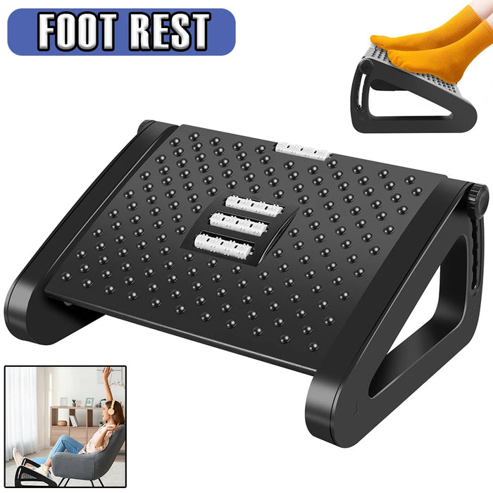 6 Adjustable Height Desk Footrest Ergonomic Foot Rest with Massage Surface  Texture Removable Foot Stool Under Desk for Office