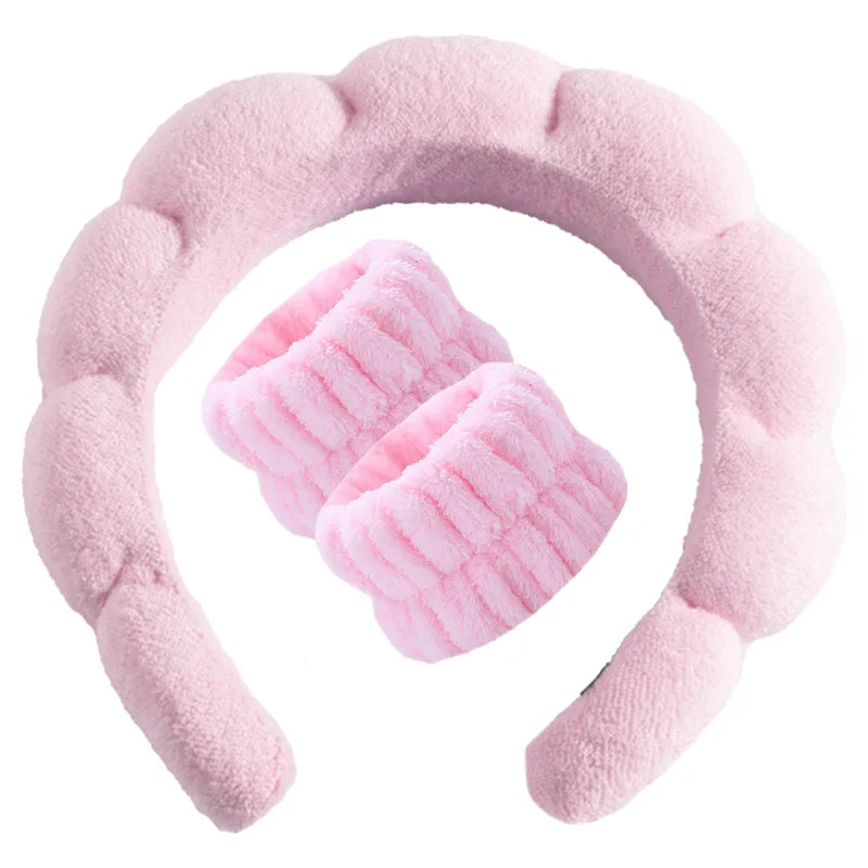 Terry Towel Cloth Headband Face Wash Headband Puffy Makeup Hairbands for Face Washing Soft Shower Wash Wristbands