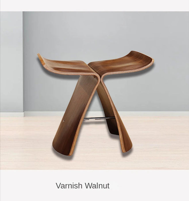 Creative Wood Butterfly Stool Solid Wood Foot Stool Home Adult European Curved Wooden Bench Living Room Walnut Shoe Bench