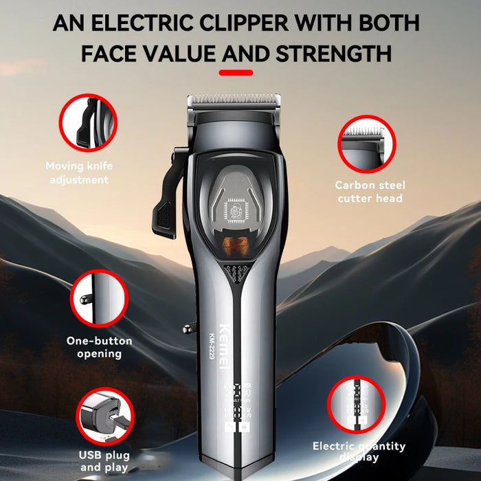 kemei Rechargeable Hair Trimmer Hair Clippers Professional Razor Barber Use Hair Clipper 9000 RPM KM-2229