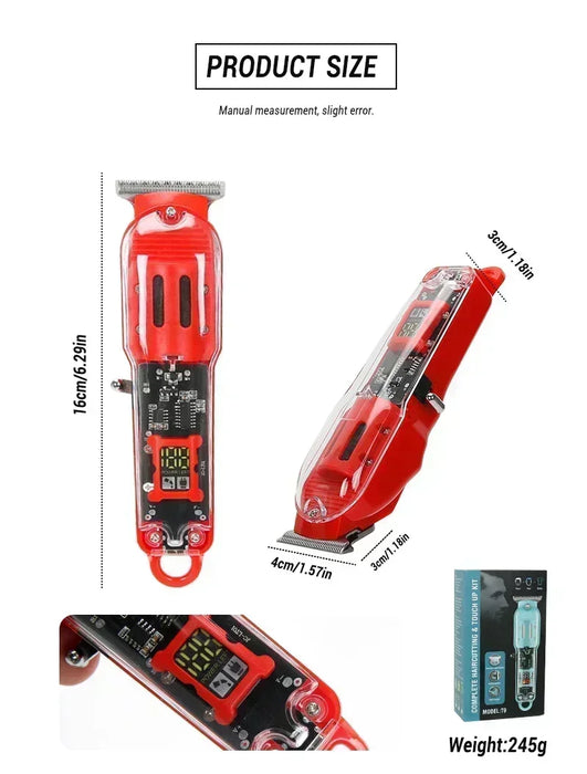 Powerful Hair Clipper with Digital Display Rechargeable Electric Retro Oil Head Electric Fader Hair Salon Professional Scissors