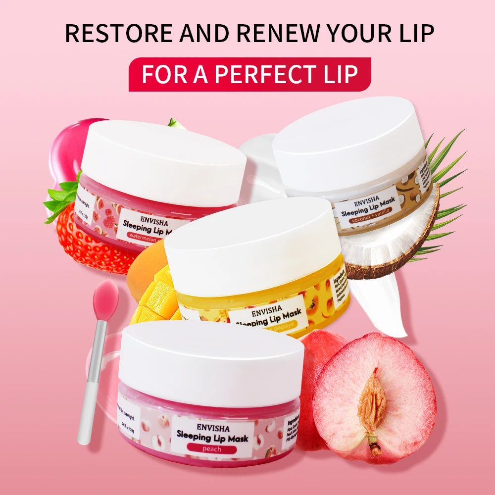 ENVISHA Mango Lip Sleep Mask Night Sleeping Maintenance Moisturizing Fade Lip Lines Nourishing Lip Balm Skin Care Beauty Health