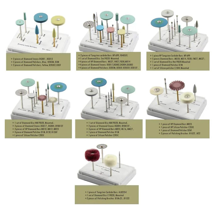1set Diamond Polishers HP Diamond Burs Dental Grinding Polishing Kit Dental Materials