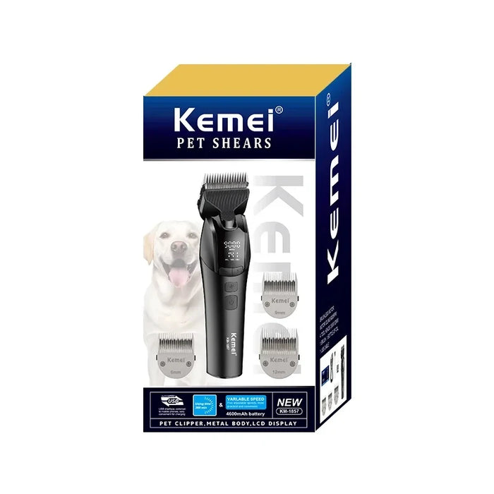 Kemei KM-1857 Dog Clippers Grooming Adjustable Low Noise High Power Rechargeable Cordless Pet Hair Clipper for Dog and Cat