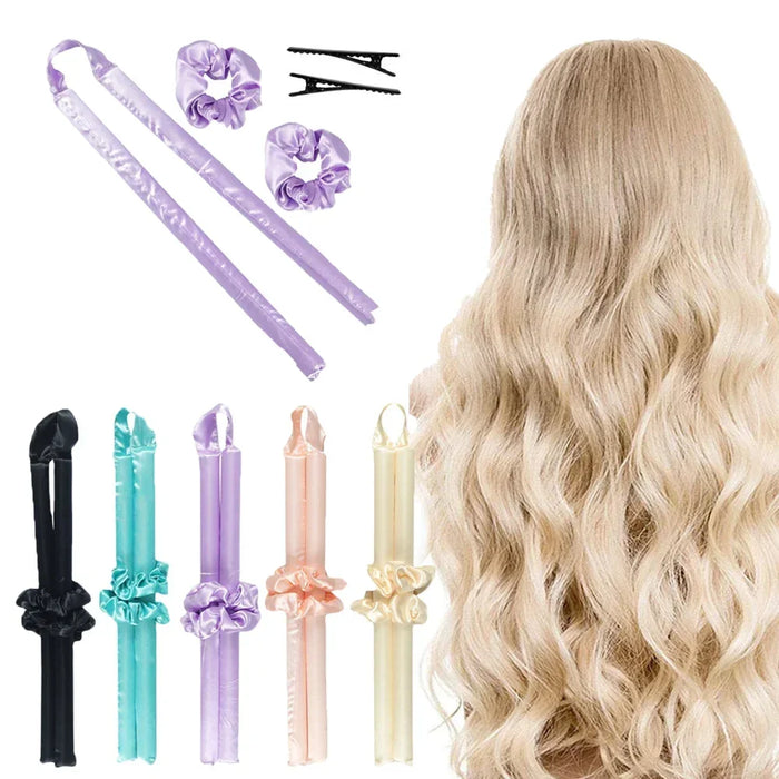 5pcs/Pack Satin Wrapped Heatless Curling Rods No Heat Hair Curlers Rollers Flexi Rods For Women Girls DIY Hair Curling Iron