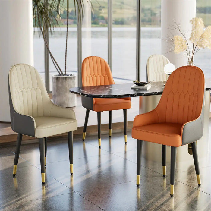 LUVODI PU Leather Dining Chairs with Arms Modern Kitchen Dining Room Chairs with Metal Legs for Hotels,Restaurants,Apartments