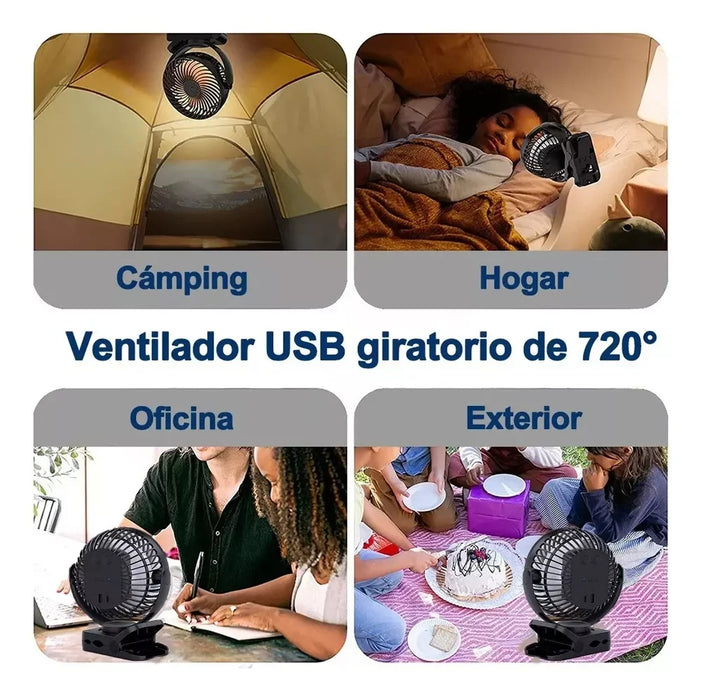 10000 mAh, ventilador portátil recargable, ventilador oscilante con gancho de rotación de 360° para tiendas de campaña, ventilad