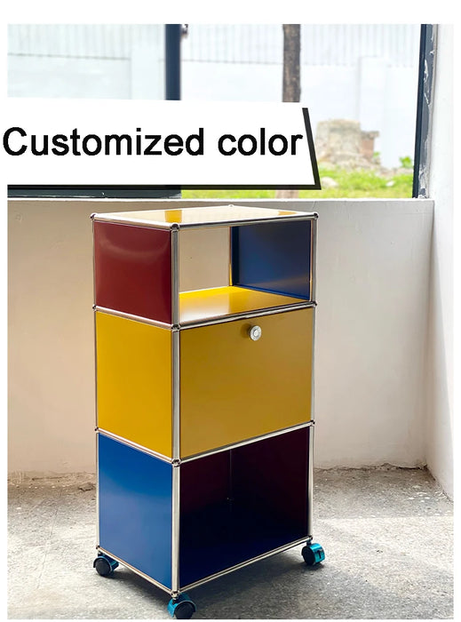 Module Modular DIY Furniture Haller Storage Shelf Sideboard Customized Size Night Stand Cabinet Stainless Steel Home Use