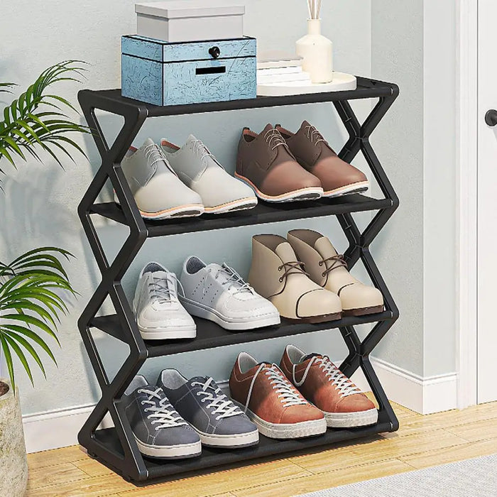 Multi Tier Shoes Storage Rack  Organizer Cabinet shelf  Space Saving Entryway Furniture Shoe Stand  Dustproof Sneakers Shelf